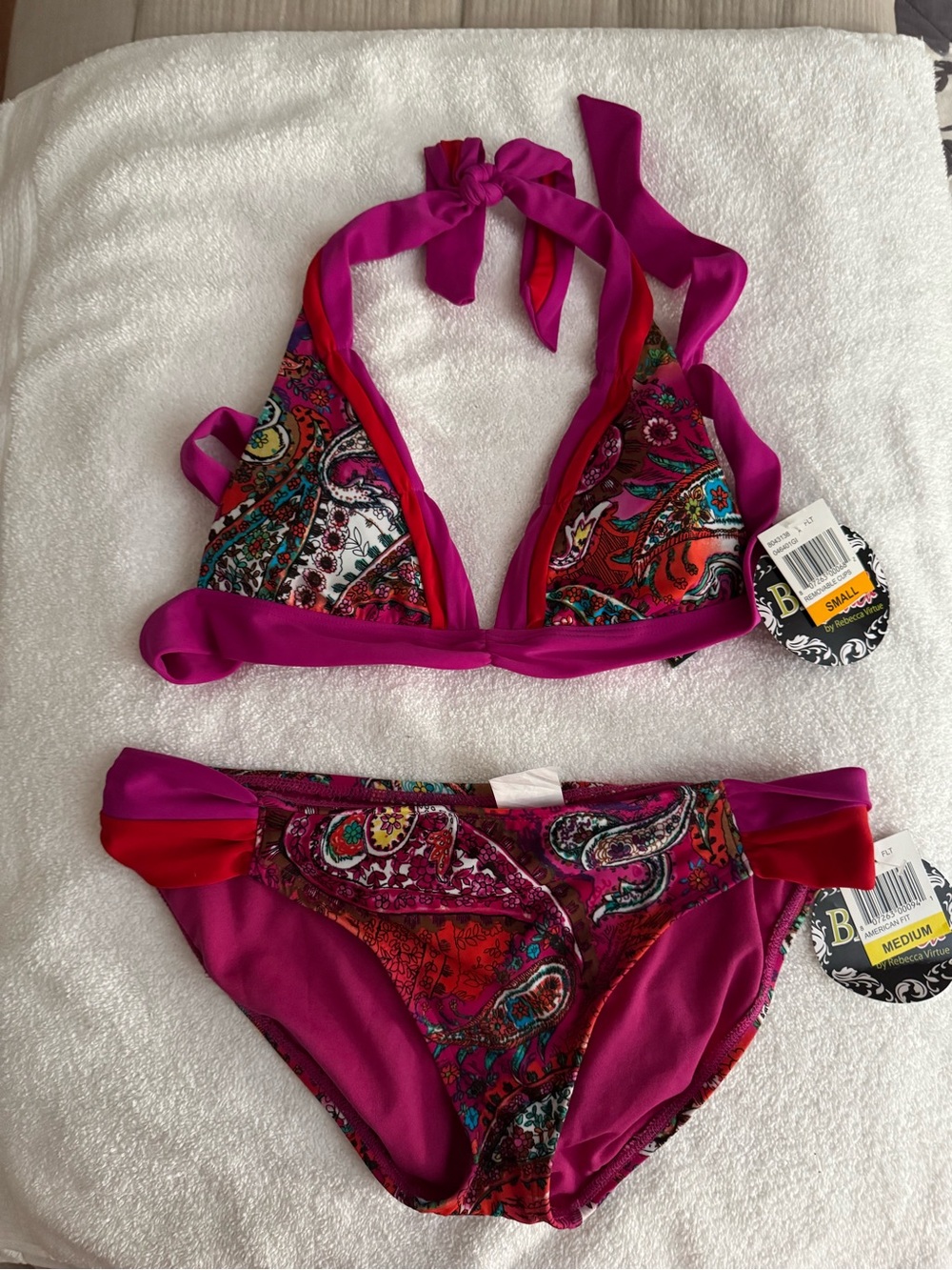 BECCA Pink Paisley Halter Bikini Set